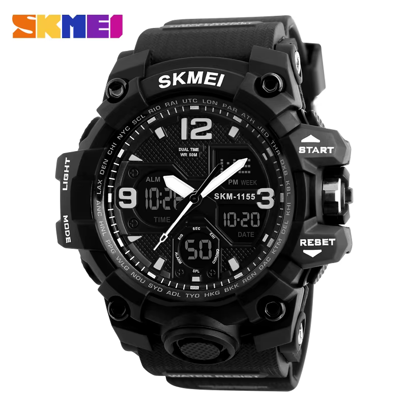 Black Skmei Quartz Analog LED Digital Clock sport Watch 